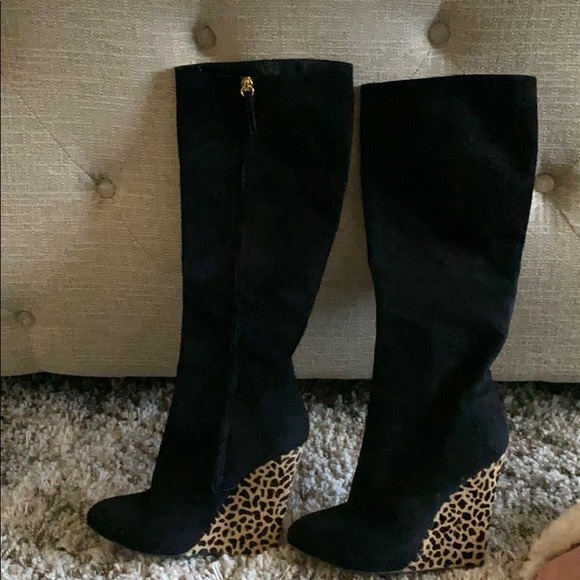 Suede Black/Leopard Print Giuseppe Boots! - Picture 1 of 2